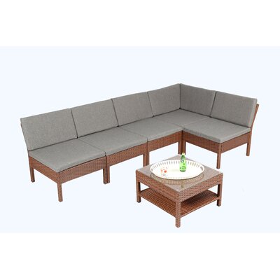 Magari Spiaggia 6 Piece Sectional Set With Cushions Color Brown