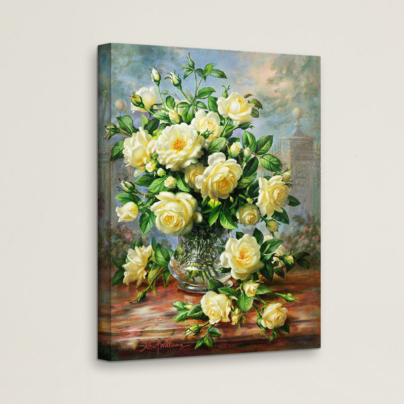 Charlton Home Princess Diana Roses In A Cut Glass Vase Painting Print On Canvas Reviews Wayfair