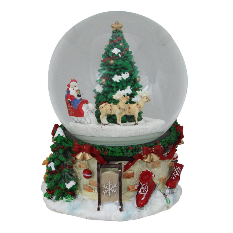 Northlight Musical And Animated Santa On Sleigh With Christmas Tree Rotating Snowglobe Reviews Wayfair