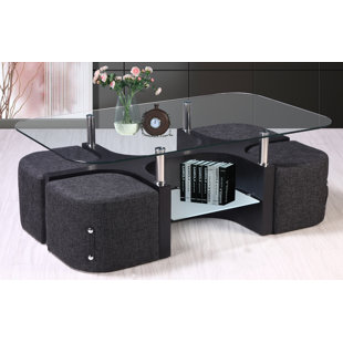 Go to store & view more images Best Quality Furniture Coffee Table with 4 Nested Stools