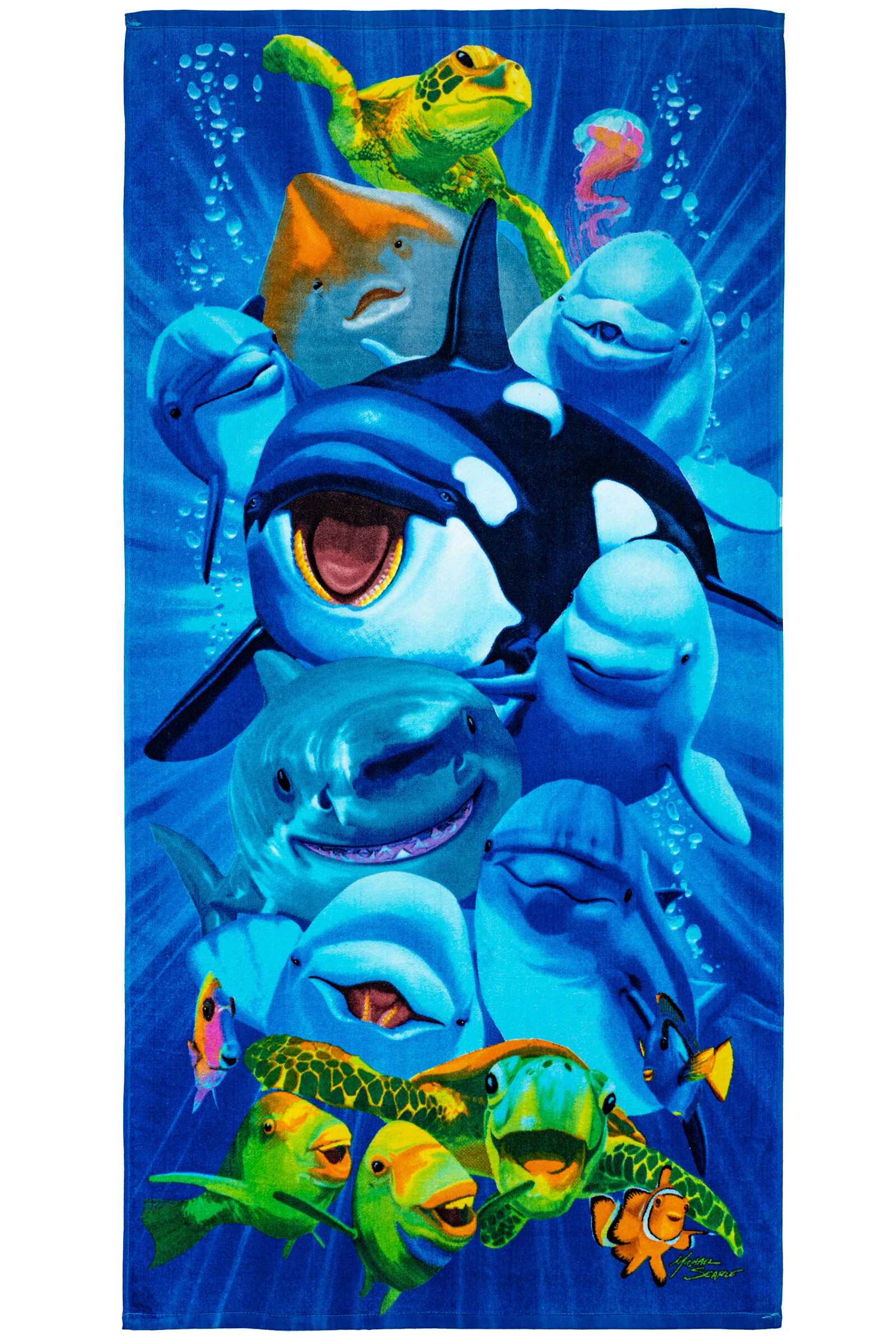 2022新作モデル Ocean Animals Dolphin Shark Turtle Whale Selfie Cotton Beach Towel