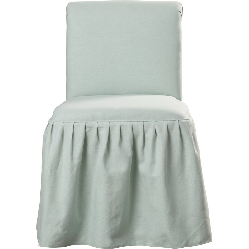 Barraute Vanity Chair in a soft blue has a ruffle and romantic French inspired style.