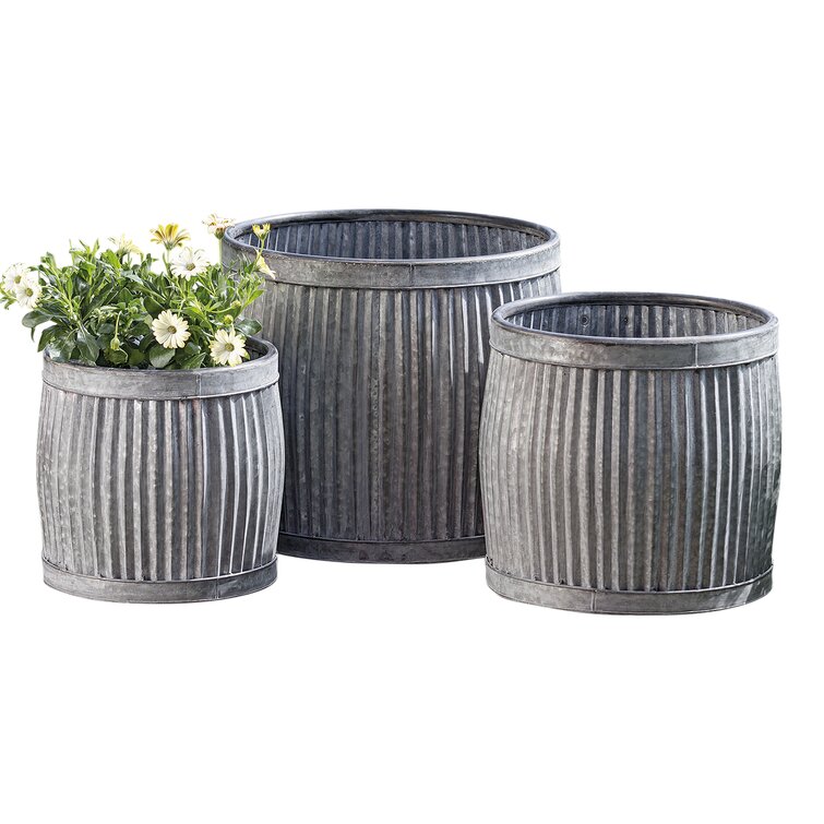 Country IN OUTDOOR GALVANIZED METAL BUCKET Personalize Initial Storage Planter 