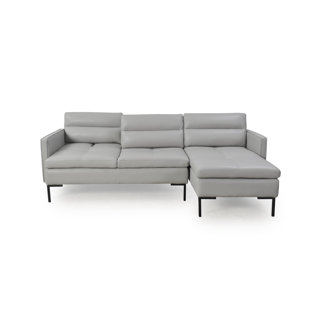 Stoddard Leather Sectional by Orren Ellis Fresh