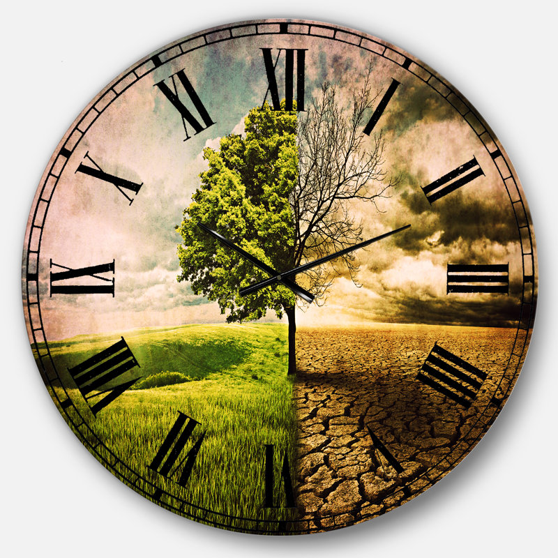 East Urban Home Oversized Landscape Global Warming Wall Clock Wayfair