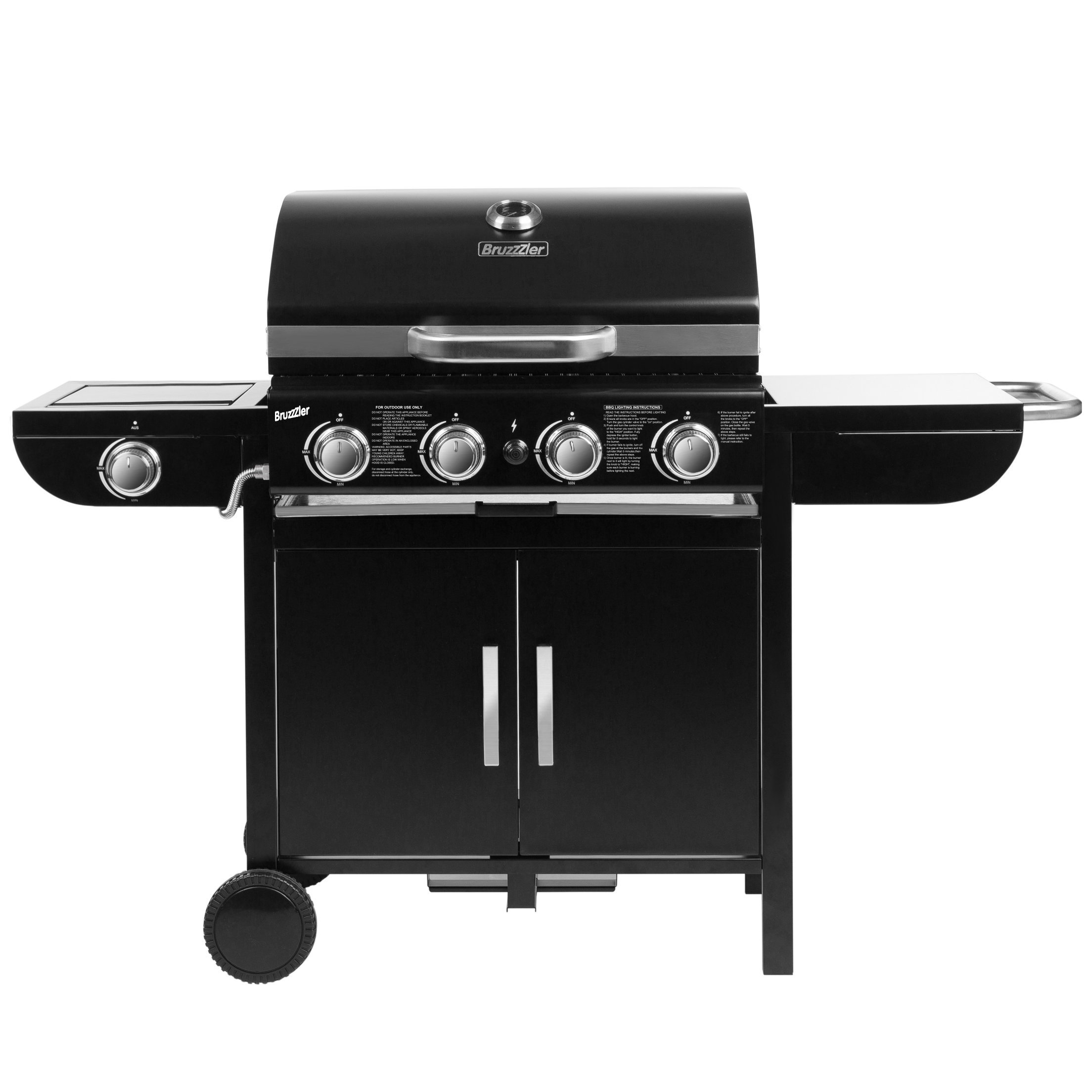 Bruzzzler 4 Burner Portable Natural Gas Grill with Side Burner