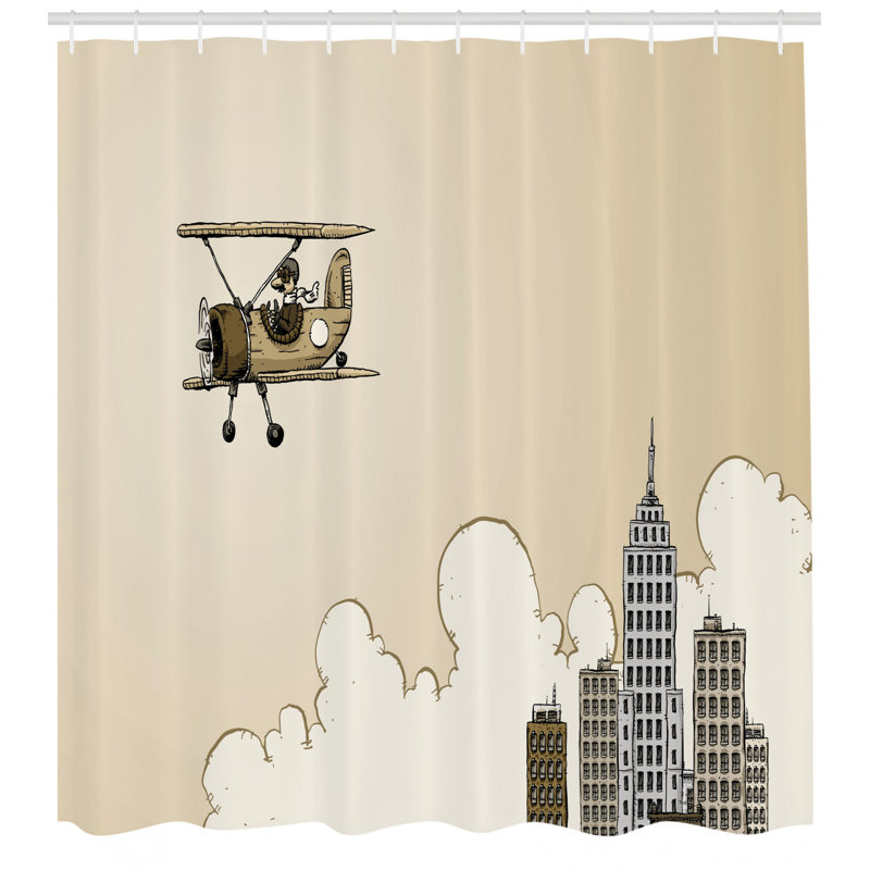 East Urban Home Airplane Shower Curtain Set Hooks Wayfair