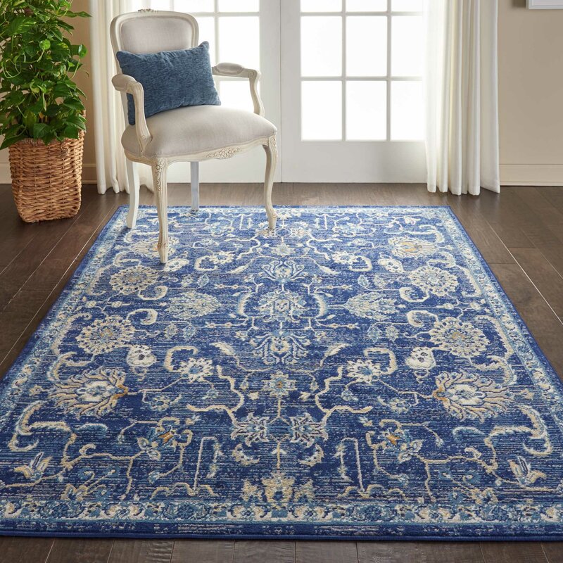 Bungalow Rose Chattahoochee Oriental Navy Blue Area Rug & Reviews 