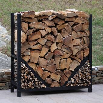 Shelterit 8 Slanted Firewood Log Rack With Kindling Kit Wayfair