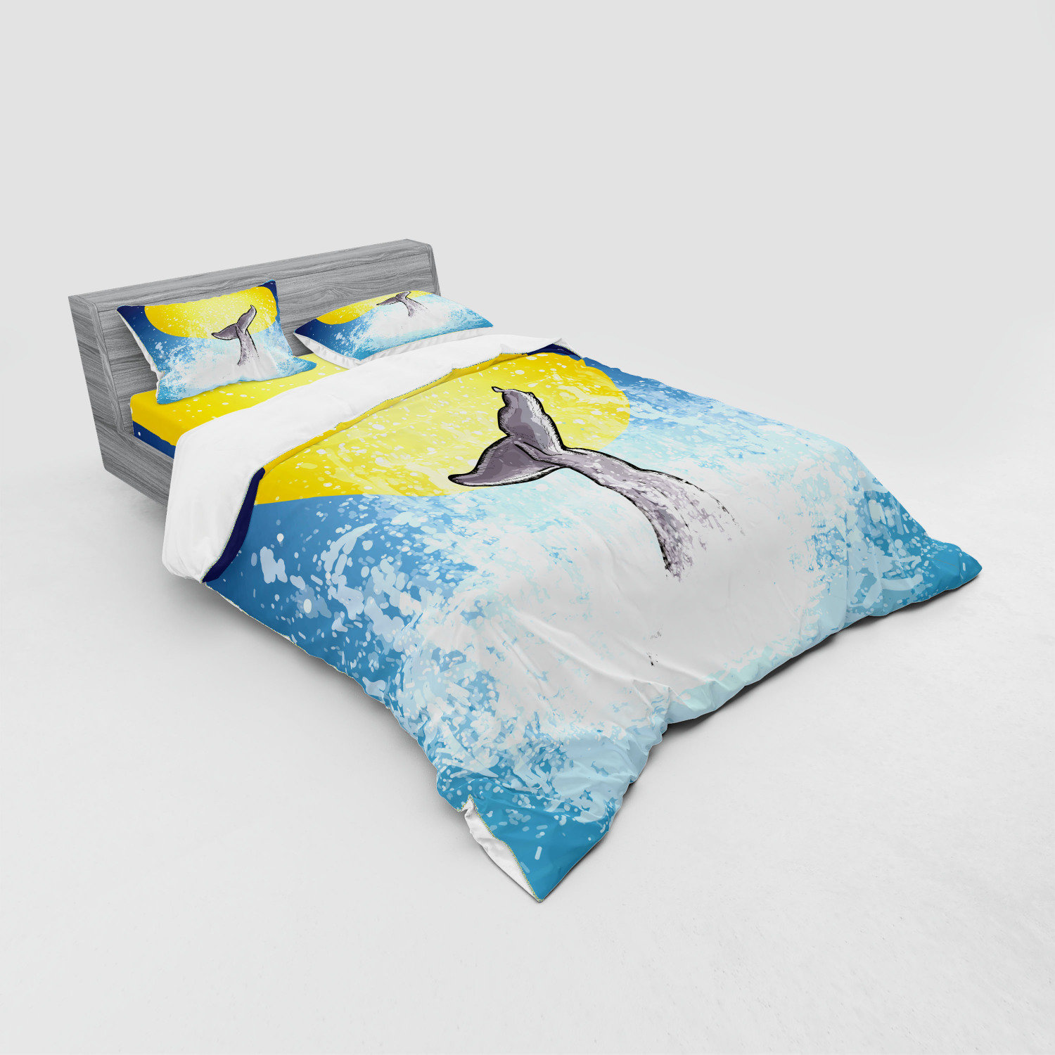 100/% Cotton Sateen Duvet Cover Twin Roostery Duvet Cover Whales Girl Nautical Ocean Sea Whale Rider Diving Life Creatures Swim Print