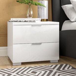 shiny white nightstand