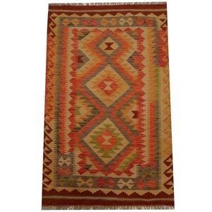 Kilim Hand-Woven Salmon/Gray Area Rug