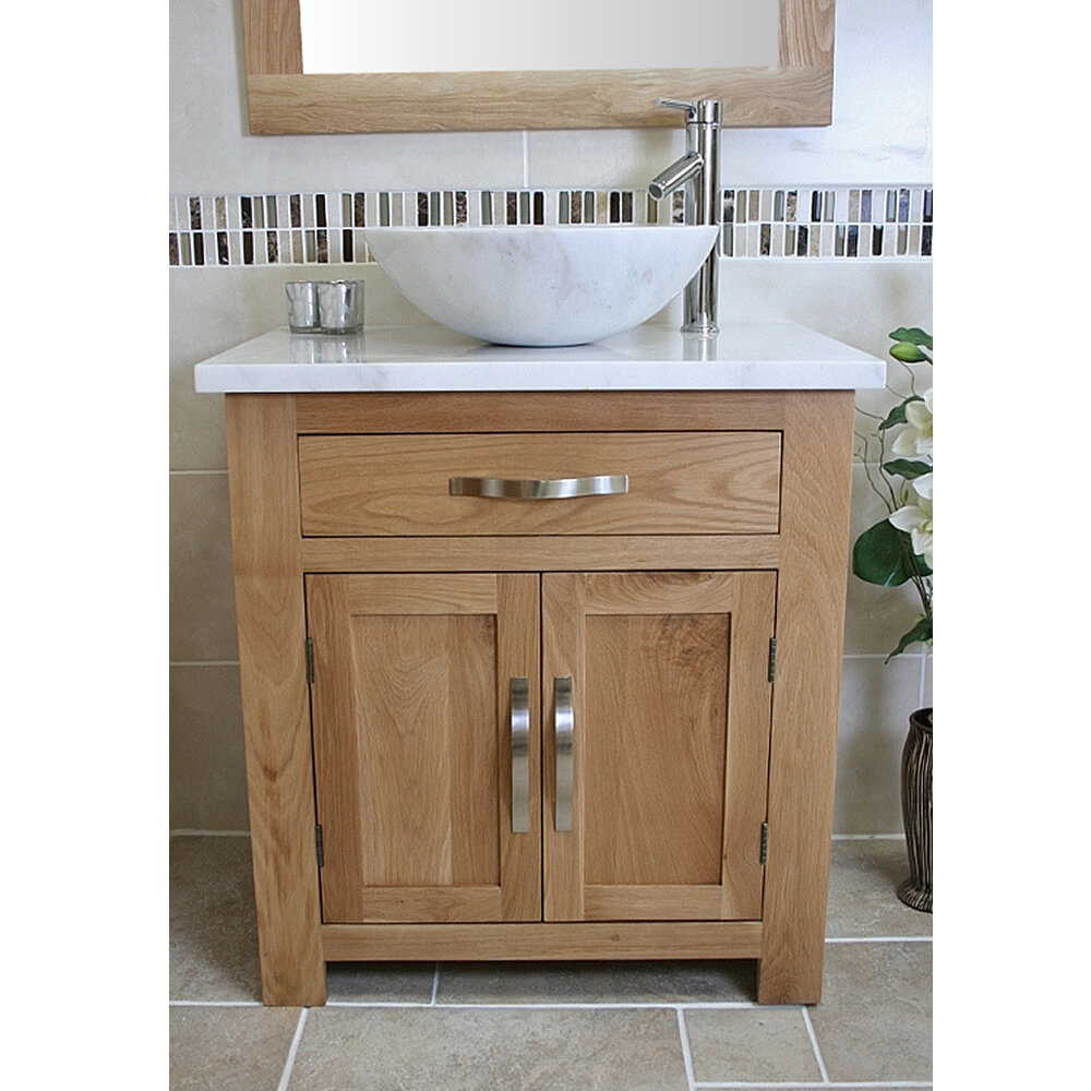 August Grove Sycamore Solid Oak 750mm Free Standing Vanity Unit Wayfaircouk