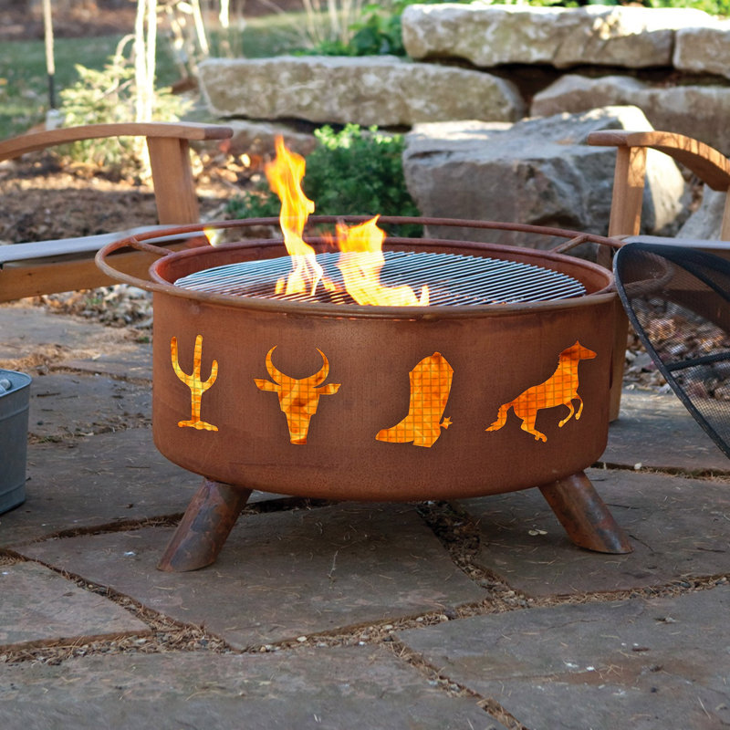 Millwood Pines Jardine Moose And Tree Steel Wood Burning Fire Pit
