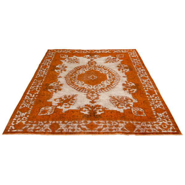Bloomsbury Market One Of A Kind Jim Hand Knotted 1980s Overdyed Burnt Orange 9 4 X 12 6 Wool Area Rug Wayfair