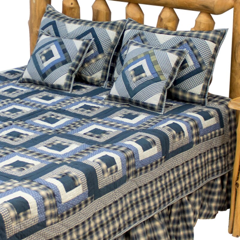 August Grove Coralie Blue Log Cabin Quilt Wayfair