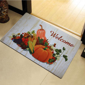 Fairview Rectangle Welcome Fall Harvest Time Vinyl Back Painting Doormat