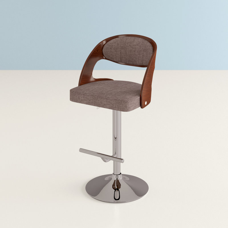 Hashtag Home Ace Swivel Solid Wood Adjustable Height Bar Stool