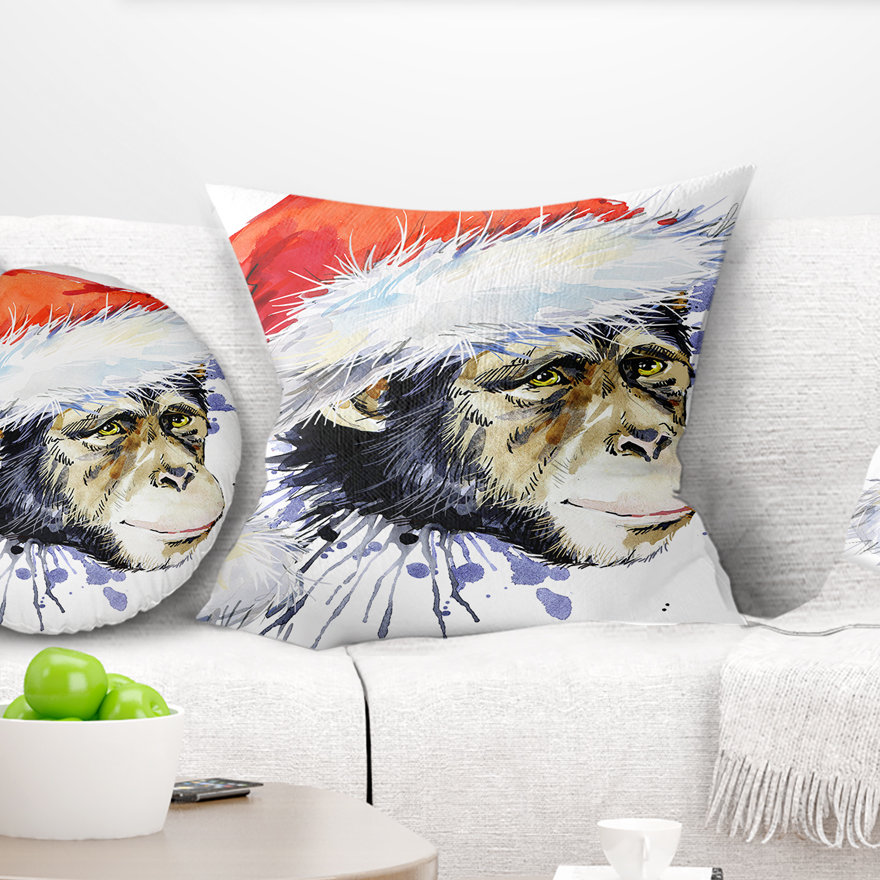 East Urban Home Animal Monkey Santa Clause Pillow Wayfair