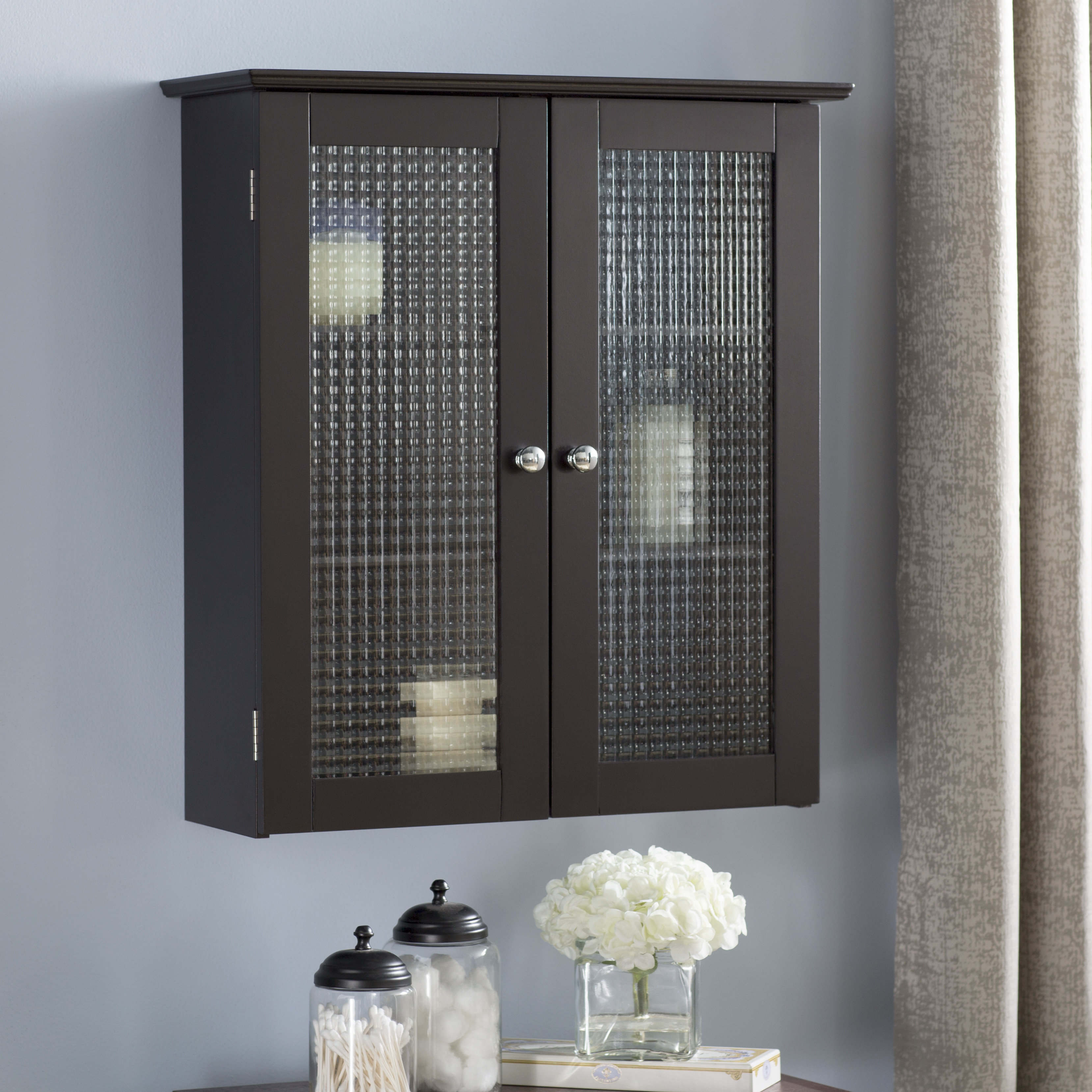 wall mounted bathroom cabinet brown