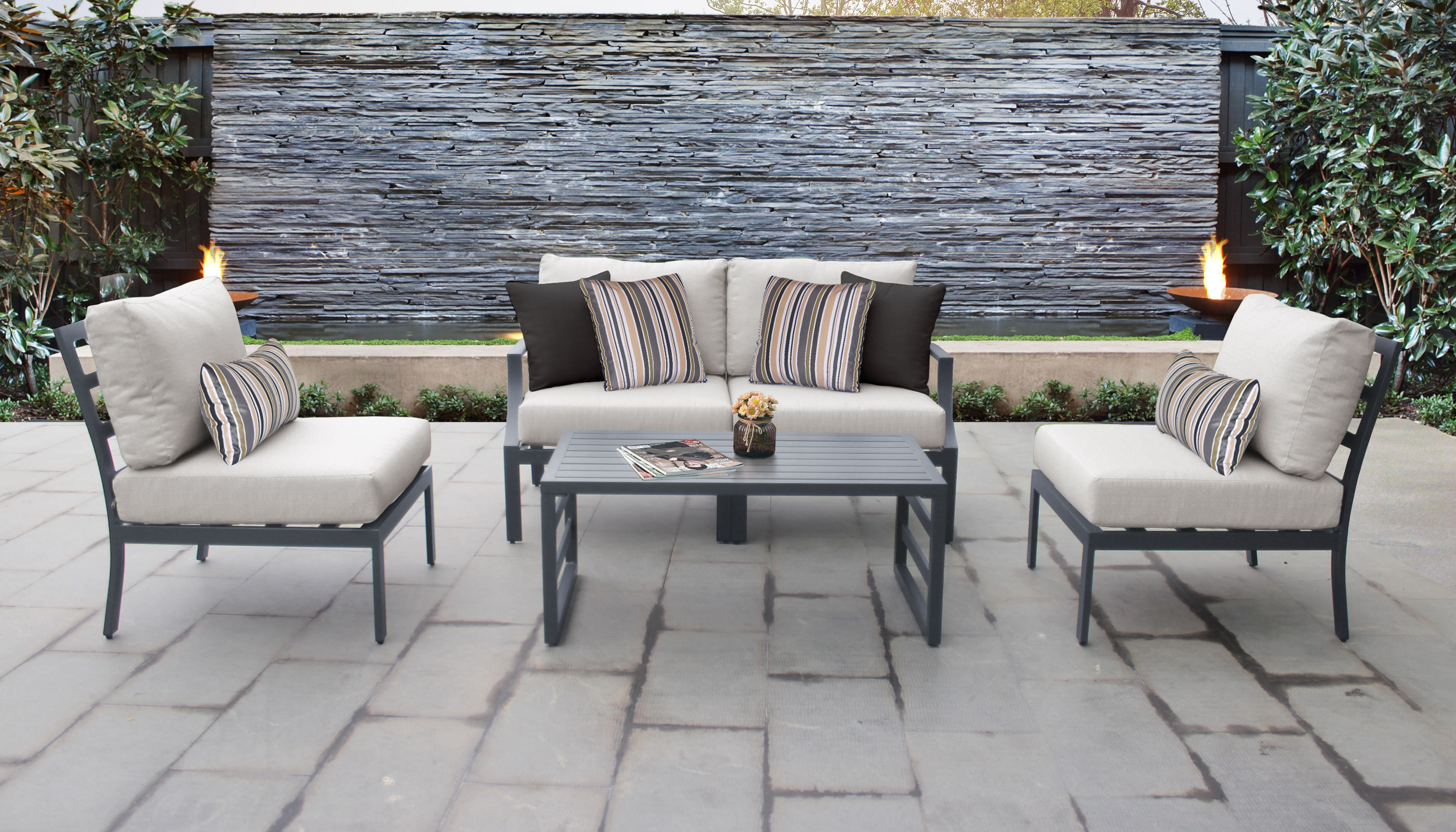 Ivy Bronx Benner Outdoor Aluminum 5 Piece Sectional Seating Group With Cushion Wayfair