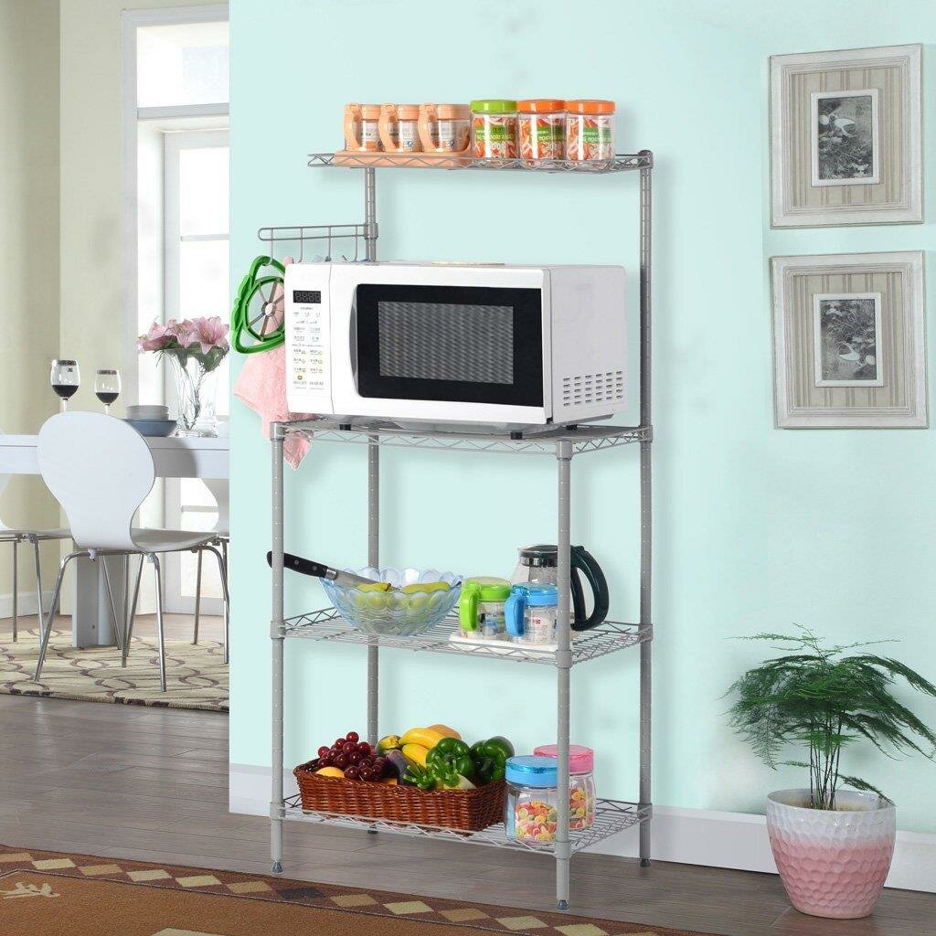 Details about   3-Tiers Microwave Oven Rack Stand Wooden Shelf Kitchen Storage Organiser Cart 