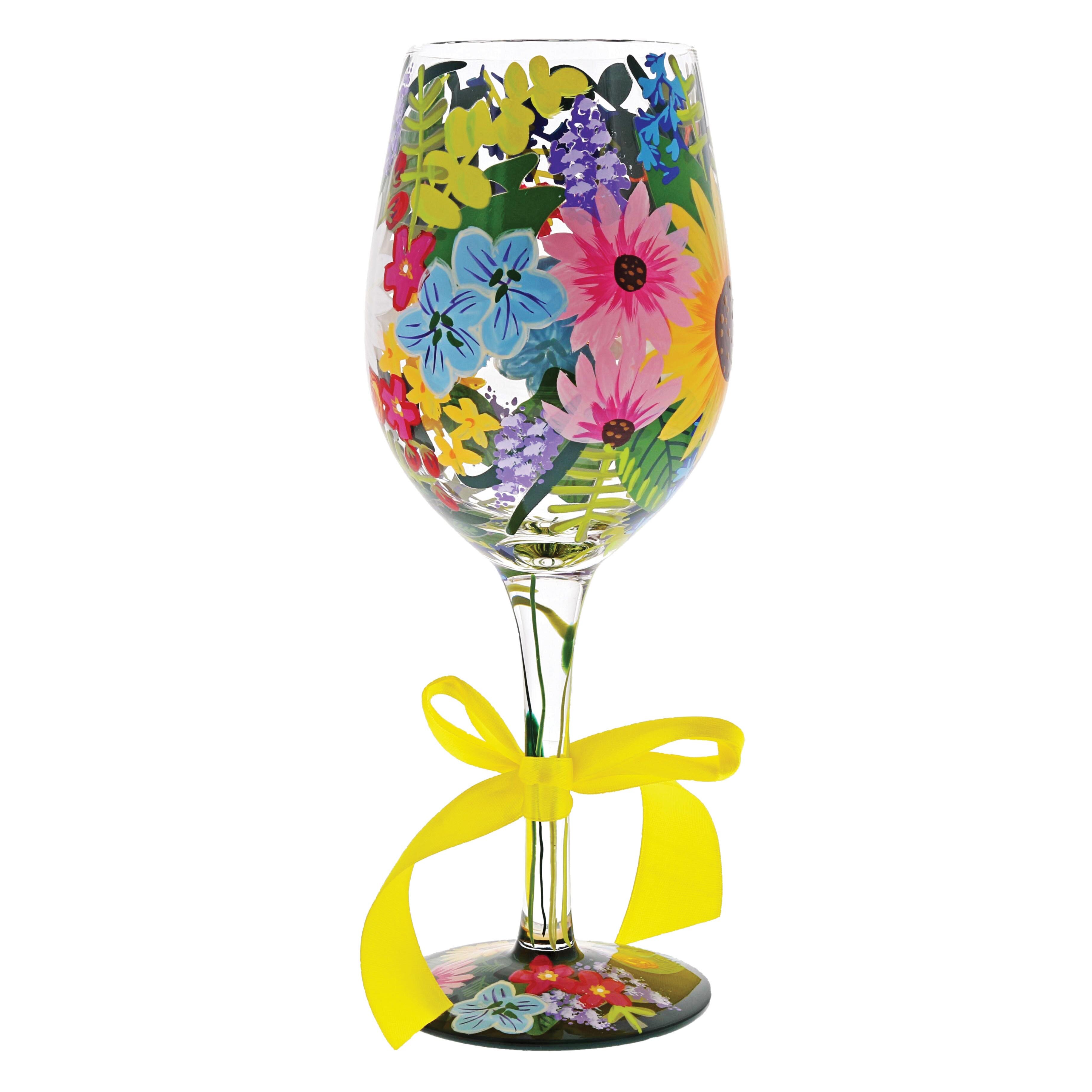 Lolita Wildflowers Hand-Painted 444ml Wine Glass Boxed 