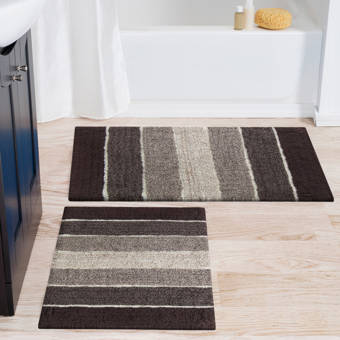 Ebern Designs Irvine Rectangular Polyester Non Slip Striped Bath Rug Reviews Wayfair