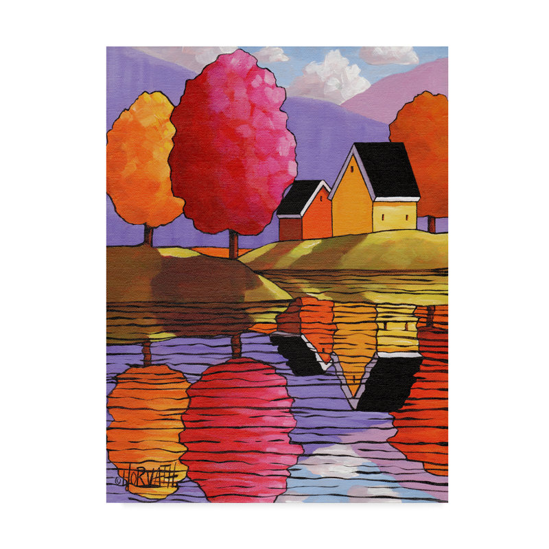 Winston Porter Purple Mountains Colorful Trees Acrylic Painting Print On Wrapped Canvas Wayfair