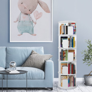 Color : White, Size : 50.5 * 128cm Bookshelf Revolving Rotating Bookcase,Multifunctional 360 Degree Rotating Bookcase Floorstanding Corner Shelf Storage Rack For Home Living Room Office 