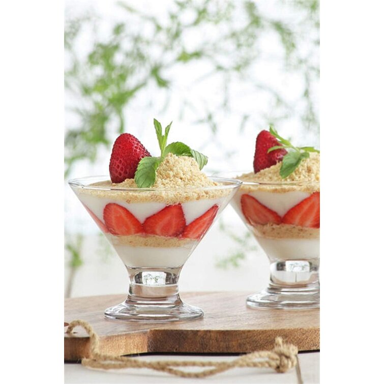 Clear Glass Footed Dessert Cups Ice Cream Fruit Salad Pudding Bowls Set of 6