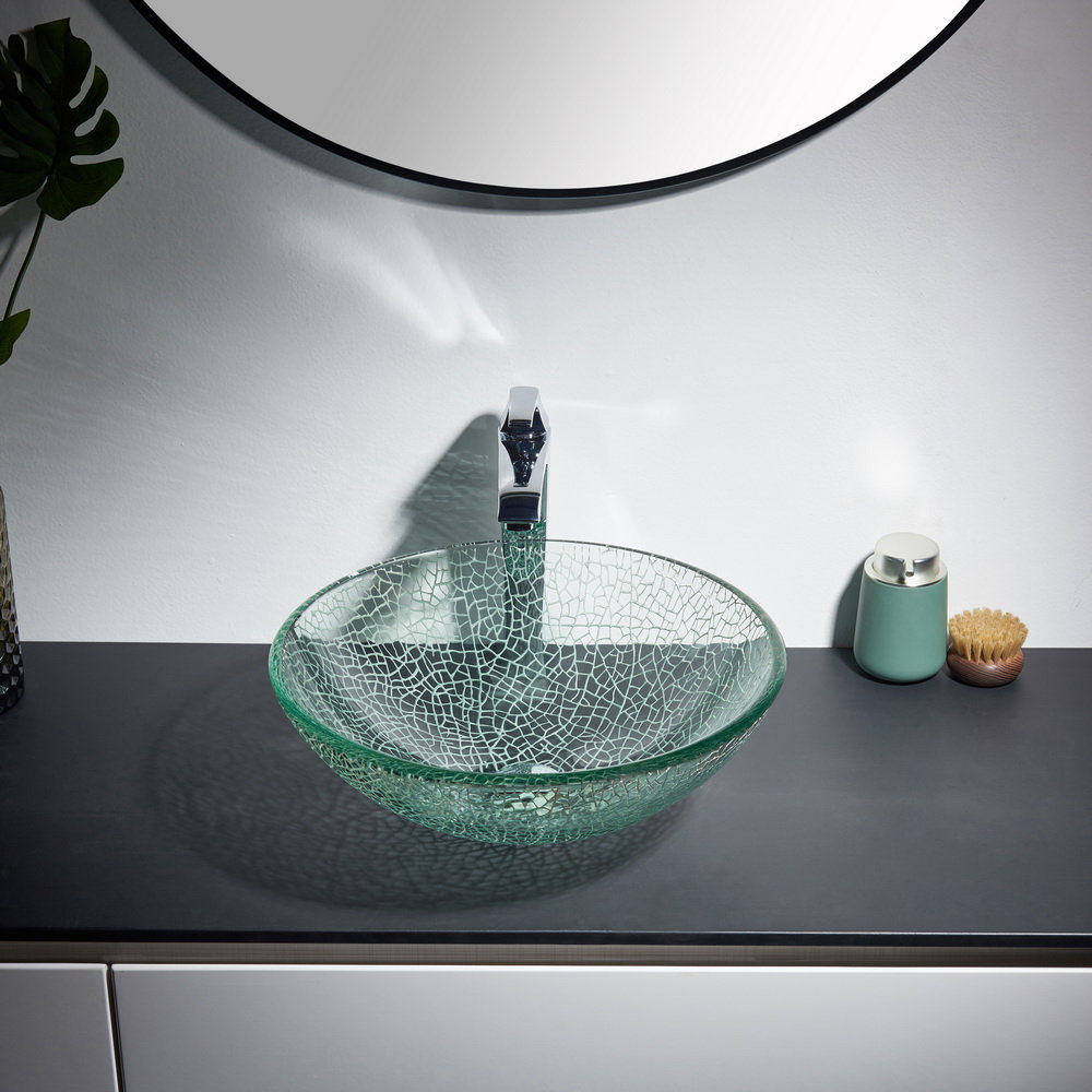 Kalyste Green Glass Handmade Circular Vessel Bathroom Sink Wayfair