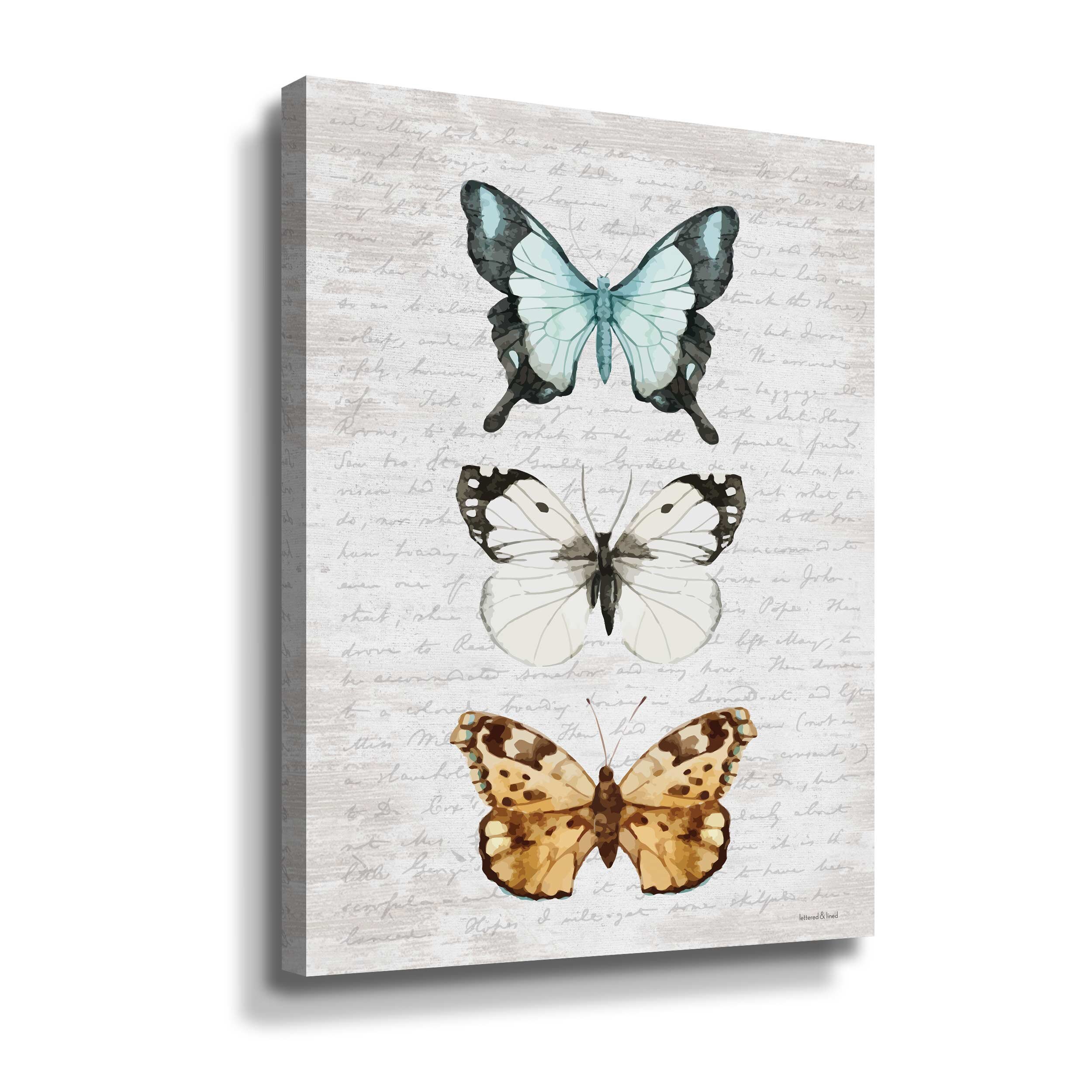 Rosalind Wheeler Butterfly Trio - Graphic Art on Canvas | Wayfair