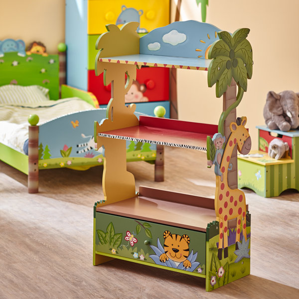 Fantasy Fields Magic Garden Kids 3-Tier Wooden Bookshelf with Storage Drawer Multicolor