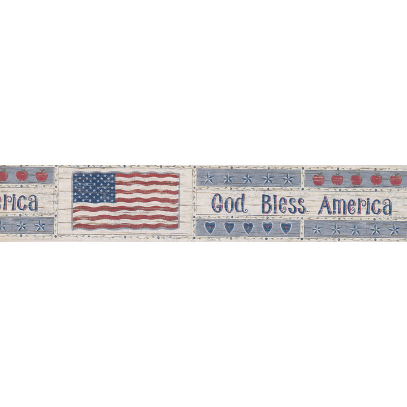 August Grove Amelio God Bless America Stars Flag Apples Hearts 15 L X 4 5 W Abstract Wallpaper Border Wayfair