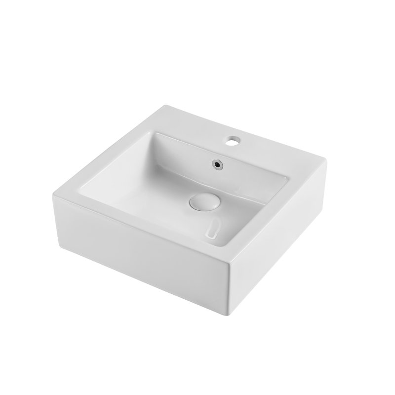 Eridanus White Ceramic Square Vessel Bathroom Sink With Overflow Wayfair