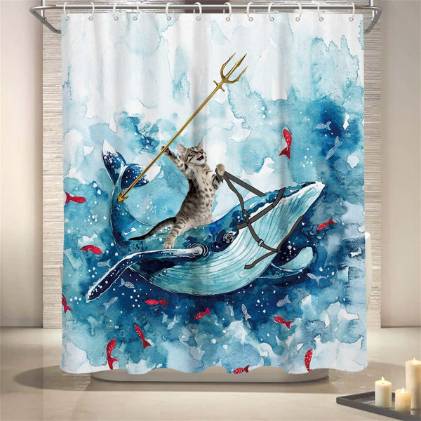 60X72" Shark Shower Curtain Fabric Bathroom Decor Waterproof Polyester Liner 