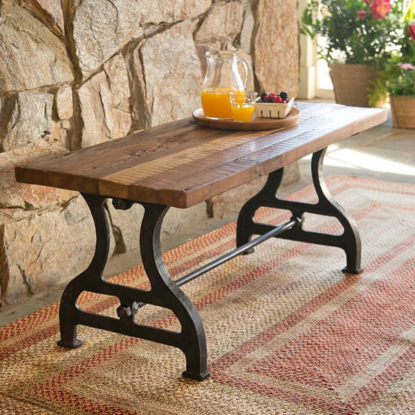 Plow & Hearth Reclaimed Wood / Iron Garden Bench & Reviews | Wayfair