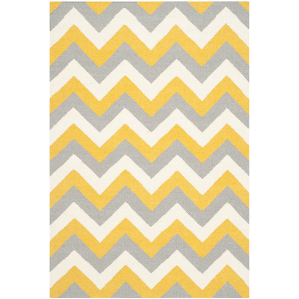 Safavieh Dhurries Gold/Grey Chevron Area Rug u0026 Reviews | Wayfair