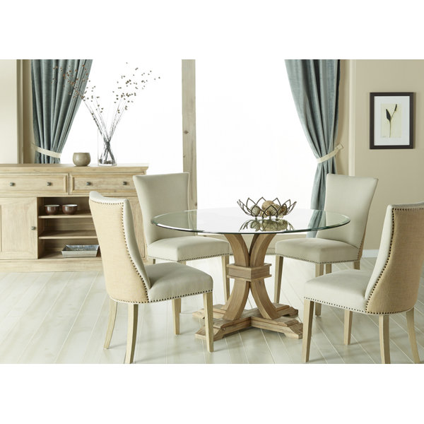 Glass Kitchen Dining Tables You Ll Love Wayfair Montcerf 54 Round Glass Dining Table