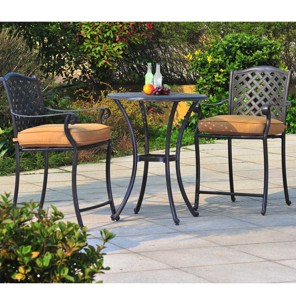 Sunjoy Largemont 3 Piece Bistro Set with Cushions & Reviews Wayfair