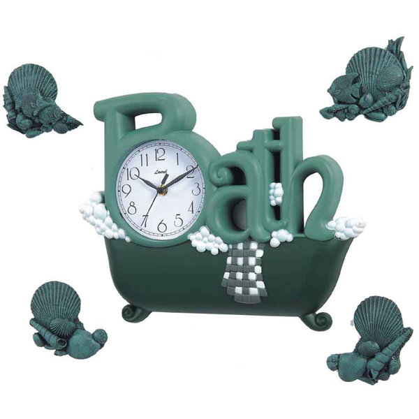 dCOR design Bath Wall Clock in Green with Four Décor & Reviews Wayfair
