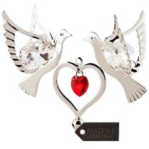 Details about   Two Doves Pigeons in Heart Glass Christmas Ornament 