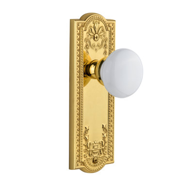 2.375 Grandeur Parthenon Plate with Hyde Park Knob Polished Nickel Passage