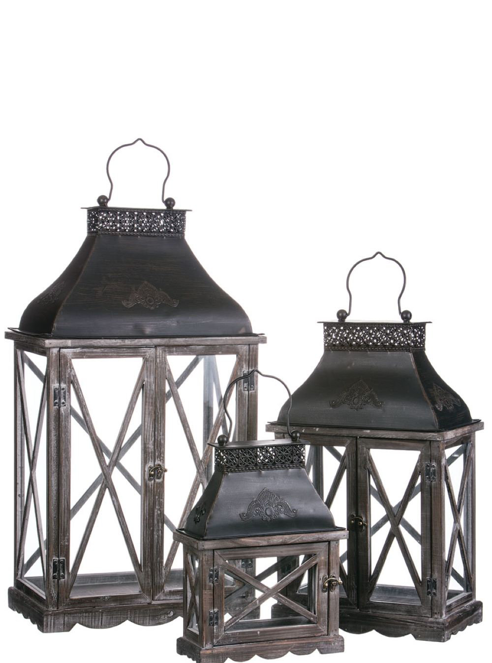 Ophelia Co 3 Piece Embossed Top Metal Lantern Set Wayfair Embossed Top Metal Lantern Set