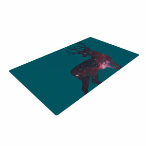 Alias Deer in the Starlight Teal/Pink Area Rug