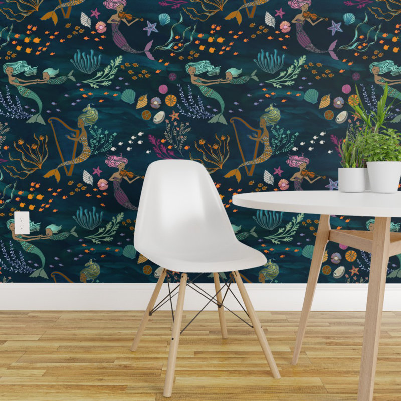 Highland Dunes Avel Mermaid Removable Peel And Stick Wallpaper