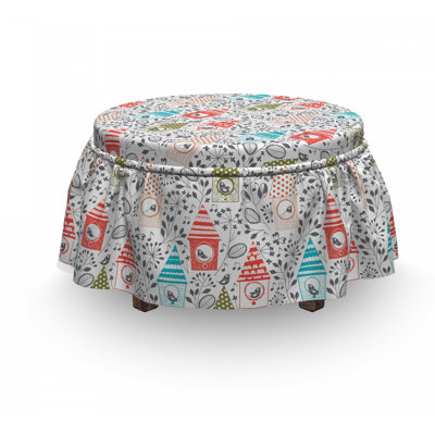 Flowers Sketch Bird Houses Ottoman Slipcover East Urban Home