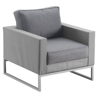 Modern Contemporary Metal And Mesh Outdoor Chairs Allmodern Tropez Patio Chair With Cushion