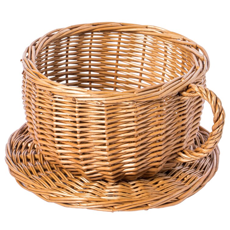 Tea Cup Shaped Wicker Gift Hampers Flower Pot Home Decoration Christmas Gift 